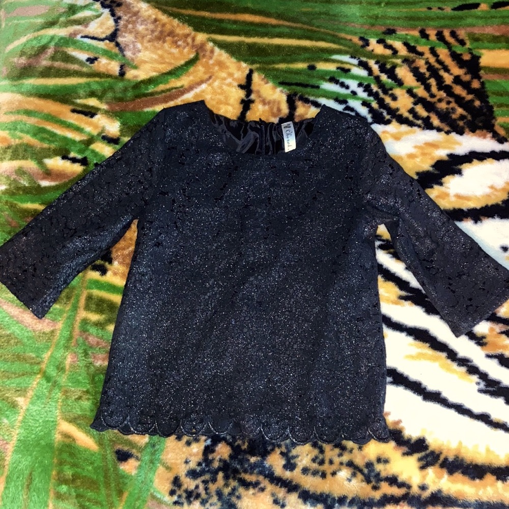 Girls’ cherokee black lace top - M - retro